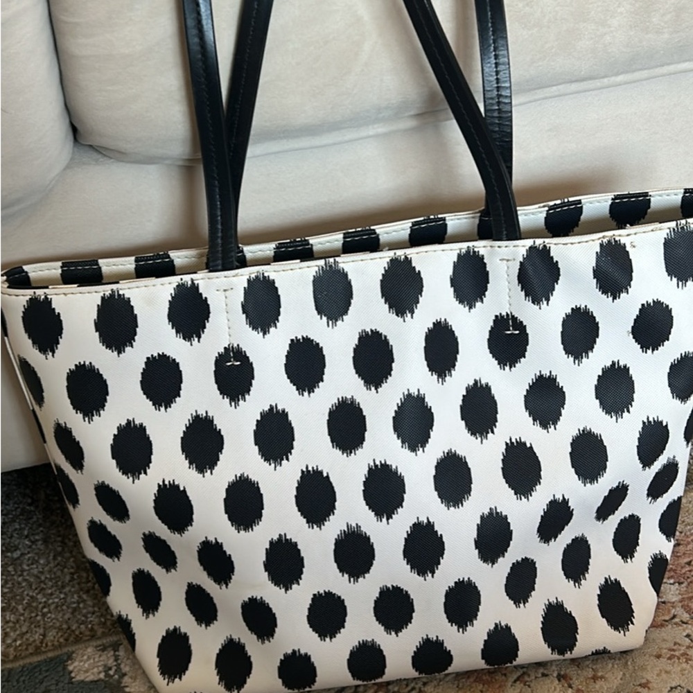 Kate Spade Dalmation Polka Dot Black and White Tote - Picture 4 of 5